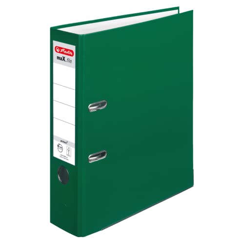 Herlitz Ordner maX.file protect A4 8cm PP-Kunststoffbezug/Papier hellgr.besch. (grün, 8cm | 10er Pack) von Herlitz