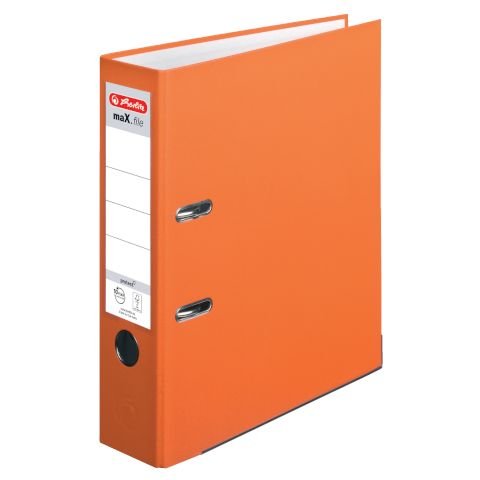 Herlitz 9942681 Ordner maX.file protect A4 8cm PP-Kunststoffbezug/Papier hellgr.besch. 5er Packung (orange) von Herlitz