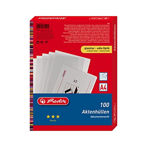 Herlitz Aktenhülle DIN A4 glasklar, 2 × 100 Stück Herlitz Aktenhülle DIN A4 glasklar, 2 × 100 Stück von Herlitz