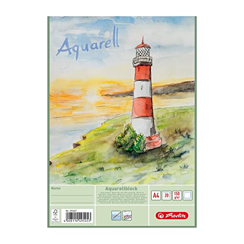 Herlitz Aquarellpapier A4, 20 Blatt, 150 g/qm, 3 Stück, Weiß Herlitz Aquarellpapier A4, 20 Blatt, 150 g/qm, 3 Stück, Weiß von Herlitz