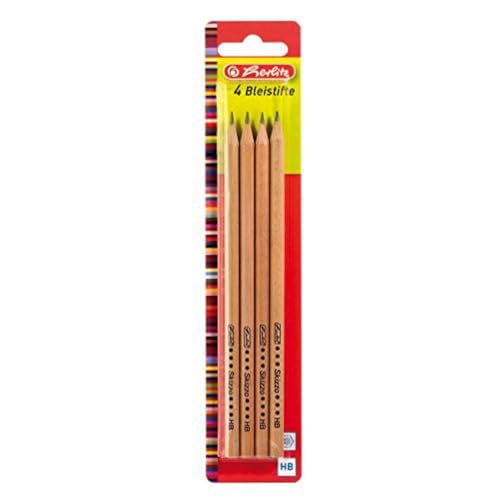 Herlitz Bleistifte Skizzo, HB, naturbelassen, bruchsichere Mine, 4 Stück Auf Blisterkarte von Herlitz