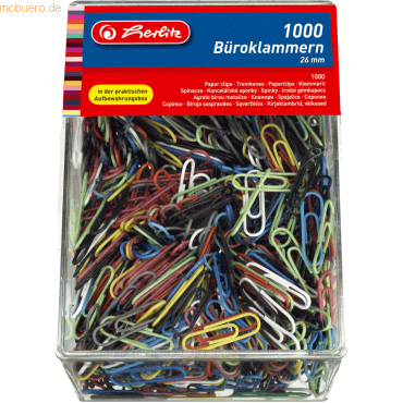 Herlitz Büroklammern 26mm kunststoffummantelt farbig sortiert VE=1000 Herlitz Büroklammern 26mm kunststoffummantelt farbig sortiert VE=1000 von Herlitz