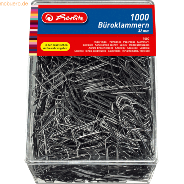 Herlitz Büroklammern 32mm verzinkt VE=1000 Stück Herlitz Büroklammern 32mm verzinkt VE=1000 Stück von Herlitz