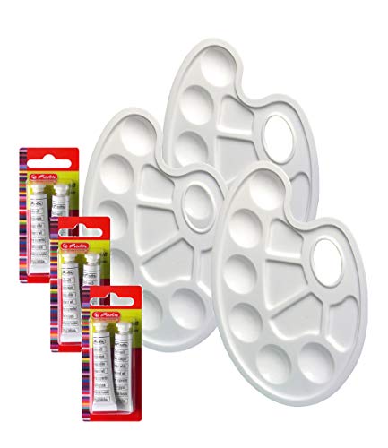 Herlitz Deckweiß, 2 Tuben a 7.5 ml (3x 2 Tuben Deckweiß + 3 Mischpaletten) von Herlitz