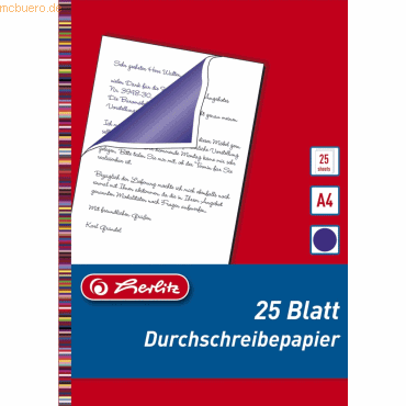 Herlitz DurchschreibepapierA4 15 Blatt blau-violett von Herlitz