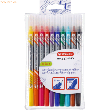 8 x Herlitz Faserschreiber-Feinliner my.pen 2 Spitzen VE=10 Stück 8 x Herlitz Faserschreiber-Feinliner my.pen 2 Spitzen VE=10 Stück von Herlitz