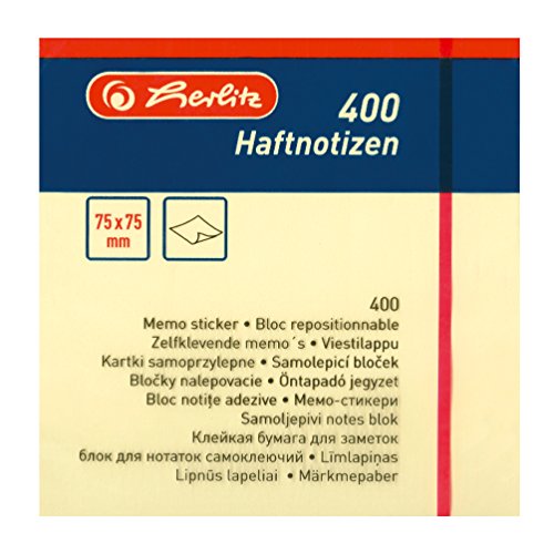 Herlitz Haftnotizblock, 400 Blatt, 1 Stück, eingeschweißt, 75 x 75 mm, hellgelb Herlitz Haftnotizblock, 400 Blatt, 1 Stück, eingeschweißt, 75 x 75 mm, hellgelb von Herlitz