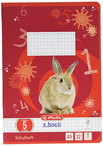 Herlitz Heft A5 Lineatur 05, holzfreies Papier, kariert, 80 g/m², 5 x 5 mm, 32 Blatt, weiß von Herlitz