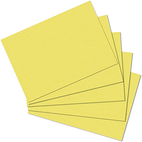 Herlitz 4er-Pack Karteikarten im Format A5, mit Aufreißfaden, gelb, leer, verpackt von Herlitz