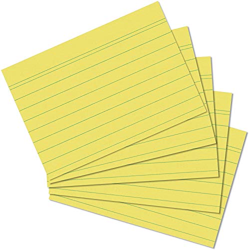 Herlitz 4er-Pack Karteikarten im Format A8, mit Aufreißfaden, gelb, liniert, verpackt von Herlitz