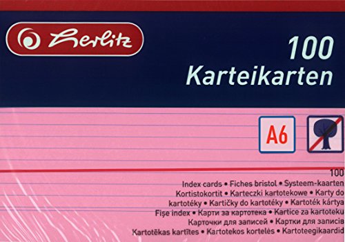Herlitz Karteikarten A6, Liniert (800 Stück, Rot) von Herlitz