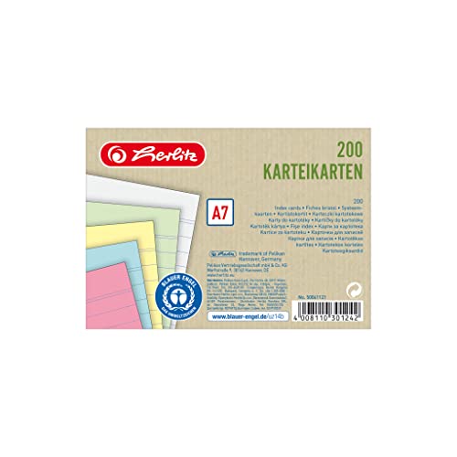 Herlitz Karteikarten, Mehrfarbig, A7 von Herlitz