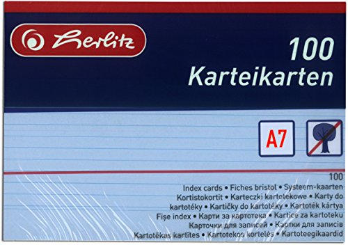 Herlitz Karteikarten A7, liniert (Blau, 200 Karten) von Herlitz