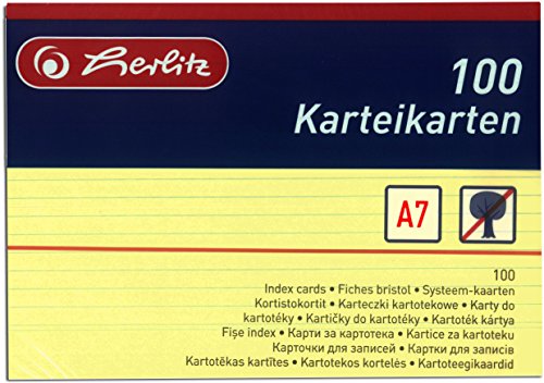 Herlitz Karteikarten A7, liniert (Gelb, 800 Karten) von Herlitz