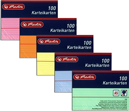 Herlitz Karteikarten DIN A5 (500 Karten, Liniert Sortiert) von Herlitz