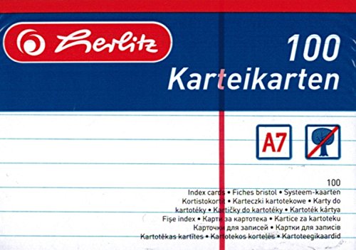Herlitz Karteikarten DIN A7 liniert (600 Karten, Weiß) von Herlitz