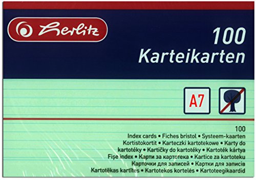 Herlitz Karteikarten DIN A7 liniert 1.000 Karten, Grün von Herlitz