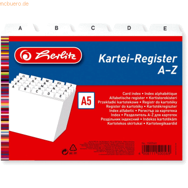 Herlitz Leitregister A-Z A5quer PP 25-teilig weiß von Herlitz