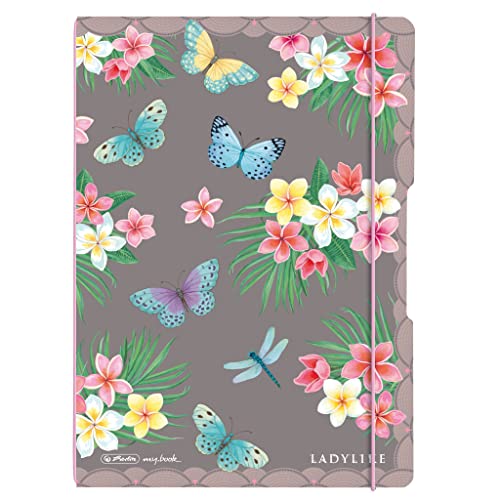 herlitz Notizheft flex, A4, 2 x 40 Blatt, kariert und liniert, Motiv: Ladylike Butterflies, 1 Stück von Herlitz