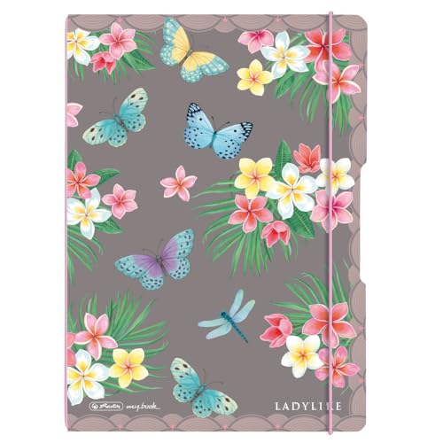 herlitz Notizheft flex, A4, 2 x 40 Blatt, kariert und liniert, Motiv: Ladylike Butterflies, 1 Stück von Herlitz