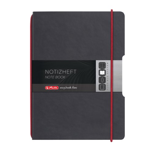 Herlitz Notizheft my.book flex, A4, Lederoptik-Wechselcover, kariert mit Verschlußgummi, 40 Blatt, rot/anthrazit Herlitz Notizheft my.book flex, A4, Lederoptik-Wechselcover, kariert mit Verschlußgummi, 40 Blatt, rot/anthrazit von Herlitz