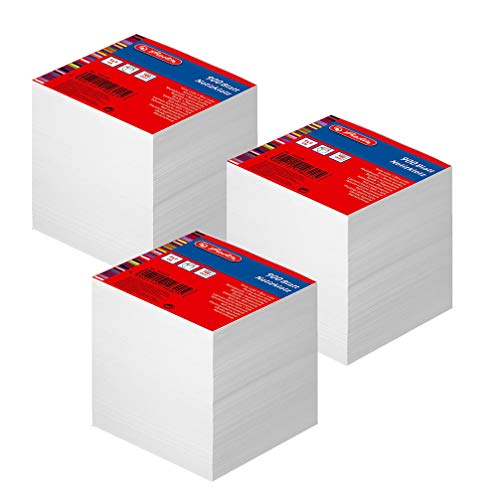 Herlitz Notizklotz 900 Blatt Blanko Geleimt mit Deckblatt 9 x 9 cm (3 Notizklötze) von Herlitz