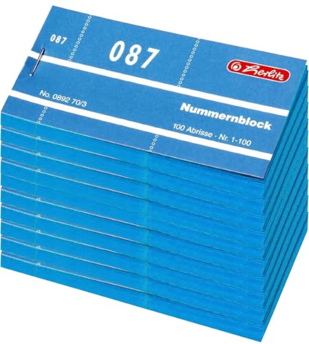 Herlitz Nummernblöcke 1-1000/892703 105x50 mm sortiert Inh.1x10Stück (Blau) von Herlitz