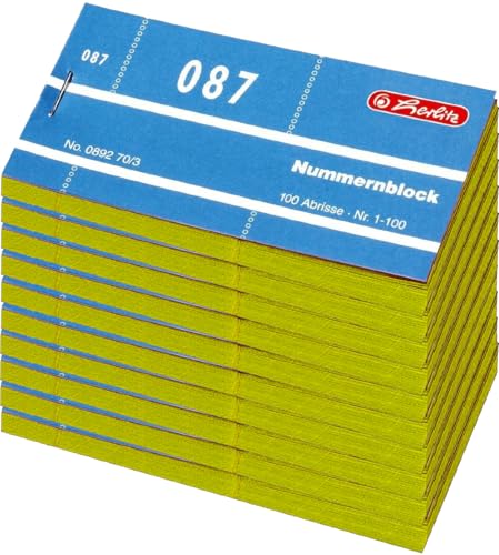 Herlitz Nummernblöcke 1-1000/892703 105x50 mm sortiert Inh.1x10Stück (Gelb) von Herlitz