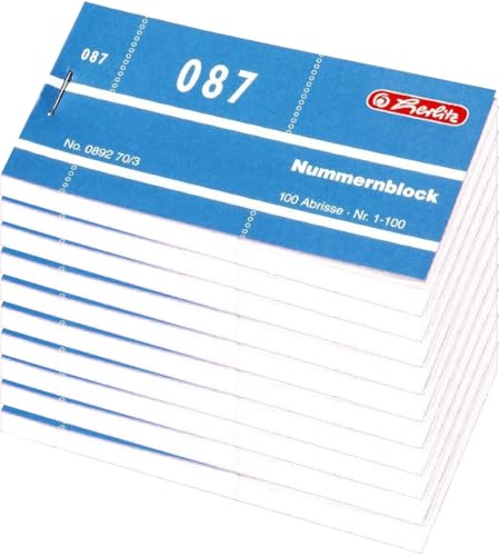 Herlitz Nummernblöcke 1-1000/892703 105x50 mm sortiert Inh.1x10Stück (Weiß) von Herlitz