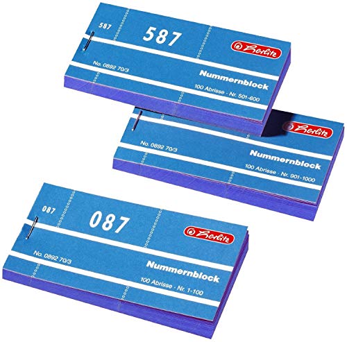 Herlitz Nummernblöcke 1-1000 Nummer 1-1000 10x100 Abrisse (blau) von Herlitz