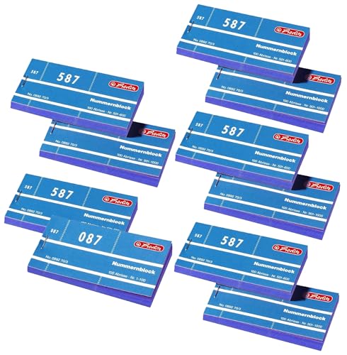 Herlitz Nummernblöcke 892703, Nummer 1-1000, 10 Blöcke mit je 100 Abrissen (Blau, 5000 Abrisse) von Herlitz
