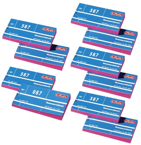Herlitz Nummernblöcke 892703, Nummer 1-1000, 10 Blöcke mit je 100 Abrissen (Rosa, 1000 Abrisse) von Herlitz