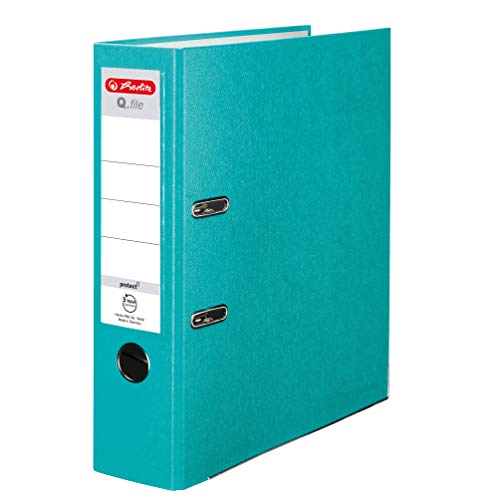 Herlitz® Q.File Ordner für Dokumente A4 | 8cm Rücken | Wendeschild | 2-Ring-Mechanik mit Druckleiste | Strapazierfähiger PP Folie beschichteter Beschläge | Türkis Herlitz® Q.File Ordner für Dokumente A4 | 8cm Rücken | Wendeschild | 2-Ring-Mechanik mit Druckleiste | Strapazierfähiger PP Folie beschichteter Beschläge | Türkis von Herlitz