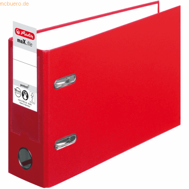 Herlitz Ordner Kunststoff A5 quer maX.file protect 75mm rot von Herlitz