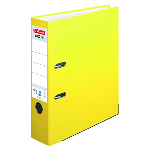 Herlitz Ordner maX.file nature plus, Spezialpapierbezug, Kantenschutz, standfest, A4 8 cm, gelb Herlitz Ordner maX.file nature plus, Spezialpapierbezug, Kantenschutz, standfest, A4 8 cm, gelb von Herlitz