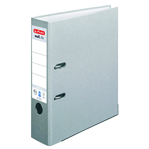 Herlitz Ordner maX.file nature plus, Spezialpapierbezug, Kantenschutz, standfest, A4 8 cm, Grau Herlitz Ordner maX.file nature plus, Spezialpapierbezug, Kantenschutz, standfest, A4 8 cm, Grau von Herlitz