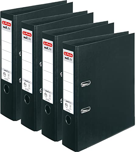 Herlitz Ordner maX.file protect+ A4, 8 cm (4er Pack | Schwarz) von Herlitz