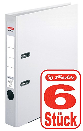 Herlitz Ordner maX.file protect (A4, 5 cm, mit Einsteckrückenschild) (Weiß | 6 Stück) von Herlitz