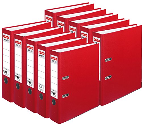 Herlitz Ordner maX.file protect A4, 8 cm breit (10er Pack | rot) von Herlitz