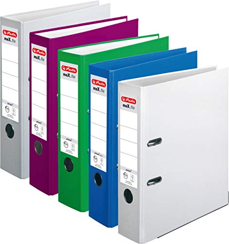 Herlitz Ordner maX.file protect A4 (8 cm mit Einsteckrückenschild) (Zusatzfarben II, 8cm | 5er Pack) von Herlitz