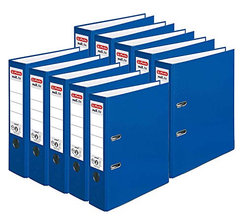 Herlitz Ordner maX.file protect A4 (8 cm mit Einsteckrückenschild) 10er Pack (Acqua) (10er, Blau) von Herlitz