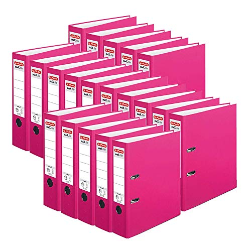 Herlitz Ordner maX.file protect A4 (8 cm mit Einsteckrückenschild) 10er Pack (Acqua) (20er, Pink) von Herlitz