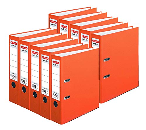 Herlitz Ordner maX.file protect A4 (8 cm mit Einsteckrückenschild) 10er Pack (Orange) von Herlitz