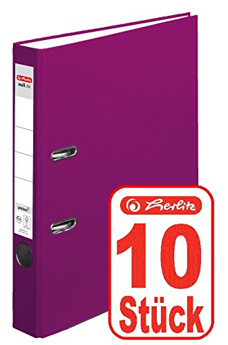 Herlitz Ordner maX.file protect A4 5cm, PP-Folienbezug beschichtet, mit Wechselfenster (beere | 10er) von Herlitz