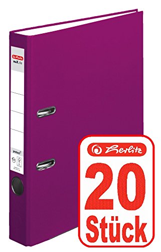 Herlitz Ordner maX.file protect A4 5cm, PP-Folienbezug beschichtet, mit Wechselfenster (beere | 20er) von Herlitz