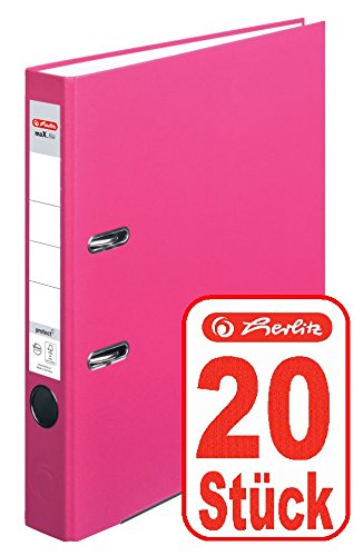 Herlitz Ordner maX.file protect A4 5cm, PP-Folienbezug beschichtet, mit Wechselfenster (pink | 20er) von Herlitz
