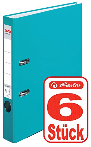 Herlitz Ordner maX.file protect A4 5cm, PP-Folienbezug beschichtet, mit Wechselfenster (türkis | 6er) von Herlitz