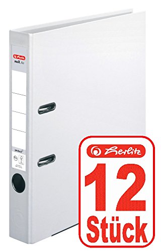 Herlitz Ordner maX.file protect A4 5cm, PP-Folienbezug beschichtet, mit Wechselfenster (weiß | 12er) von Herlitz