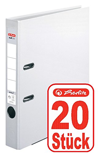 Herlitz Ordner maX.file protect A4 5cm, PP-Folienbezug beschichtet, mit Wechselfenster (weiß | 20er) von Herlitz