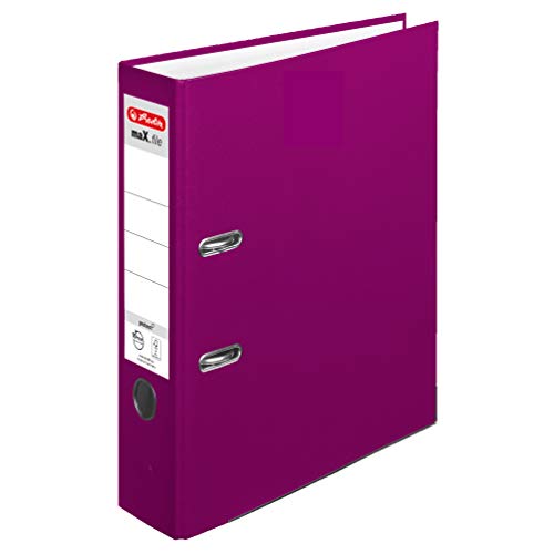 Herlitz Ordner maX.file protect A4 8cm PP-Kunststoffbezug/Papier hellgr.besch. (beere, 8cm | 20er Pack) von Herlitz